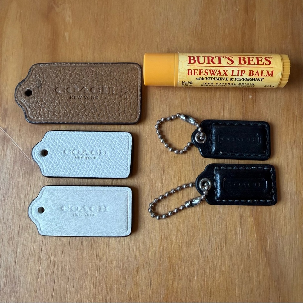 Coach Leather Keychain Set - Black, White, and Brown